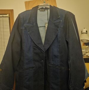 Diane Gilman Chic Midnight Blue Denim Jacket- NWT